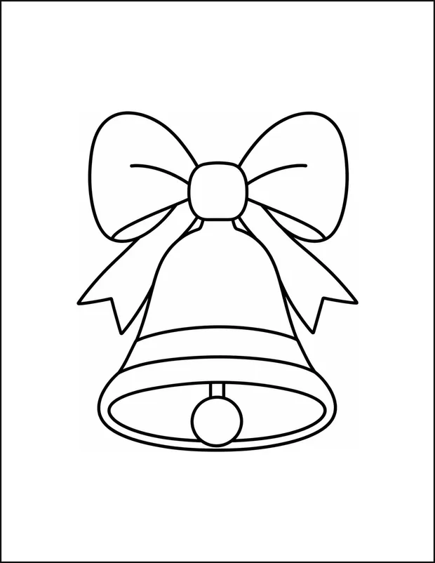 A Christmas bell with one oversized bow and two loops.