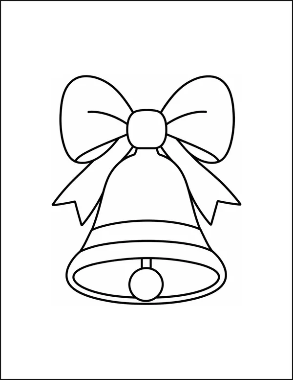 A Christmas bell with one oversized bow and two loops.