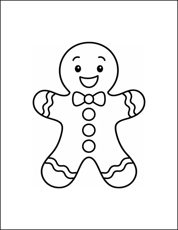 A gingerbread person with three large round buttons.