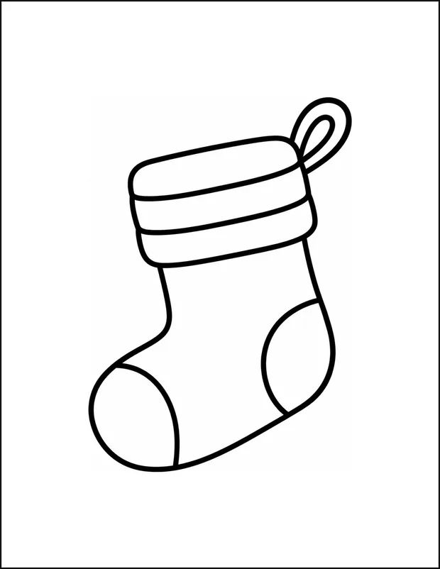 A Christmas stocking with two wide stripes across its cuff.