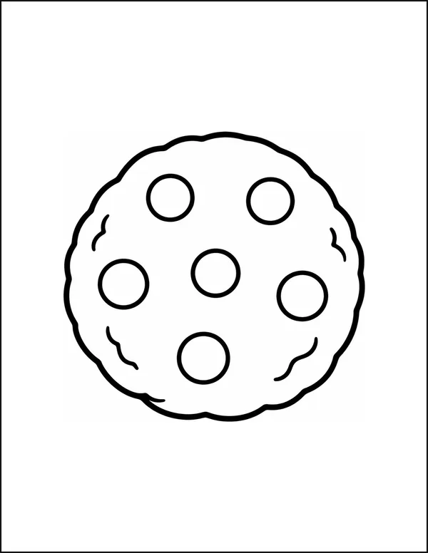 A large round cookie with six big chocolate chips.