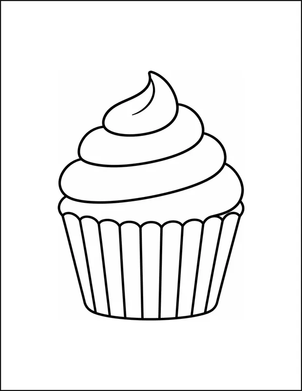 A large cupcake with one thick swirl of frosting on top.