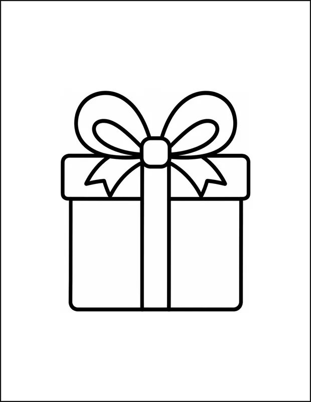 A wrapped gift box with one oversized bow and two loops.