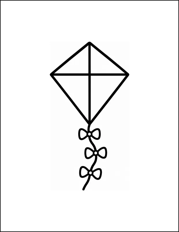 A large kite with three bow shapes along its tail.