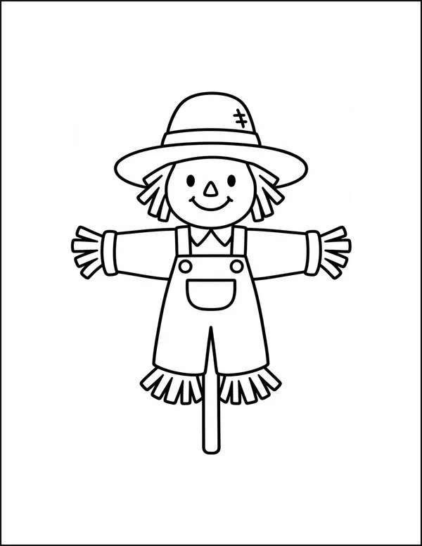 One friendly scarecrow wearing a hat with a wide brim.