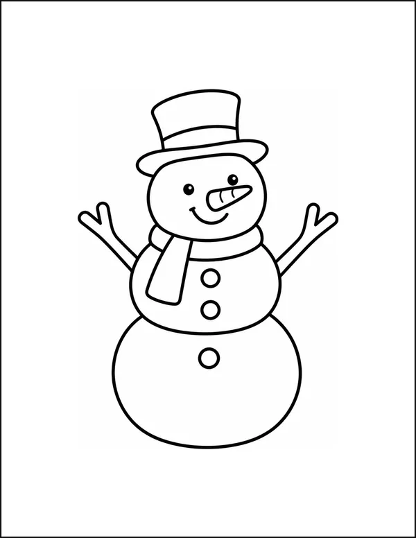 A snowman made of three large round sections with a scarf.