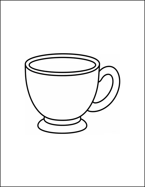A large teacup with one big curved handle.