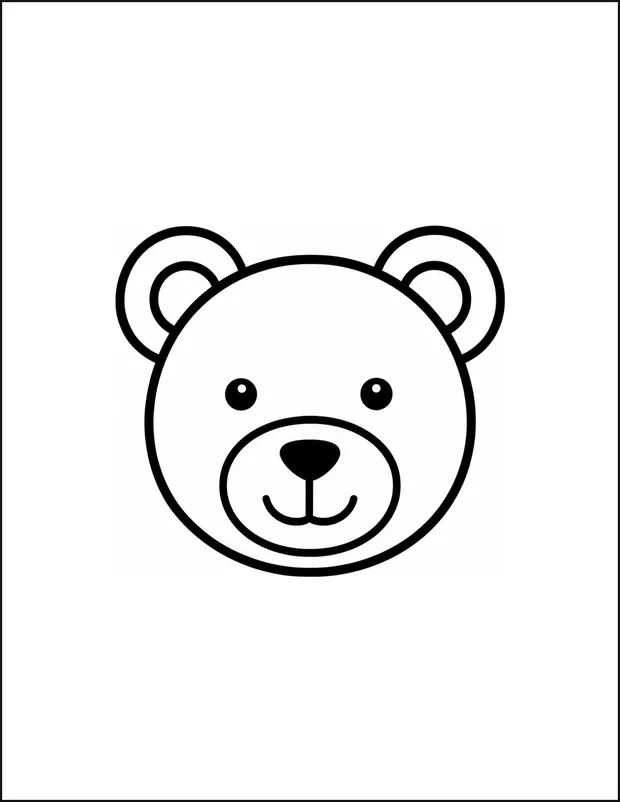 A teddy bear face with two round ears and a friendly expression.