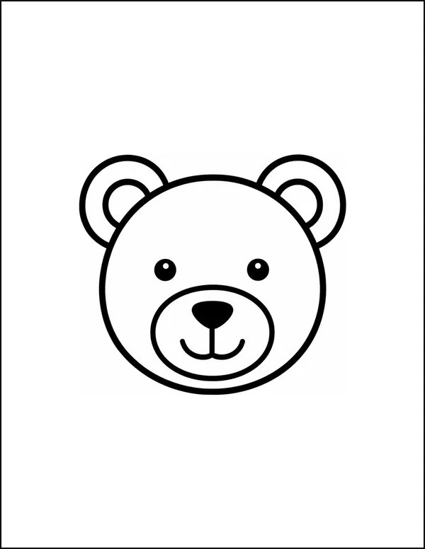 A teddy bear face with two round ears and a friendly expression.