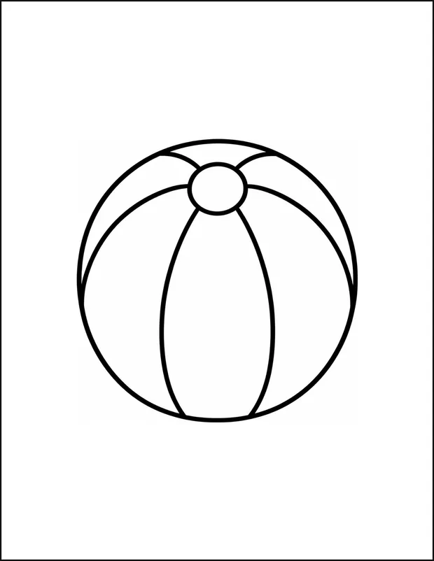A round toy ball divided into four wide curved panels.