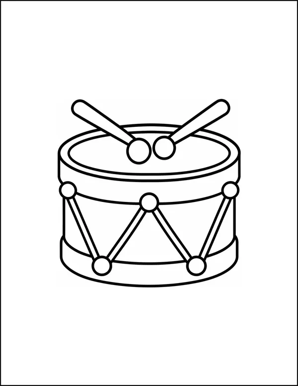 A toy drum with two wide stripes around its barrel.